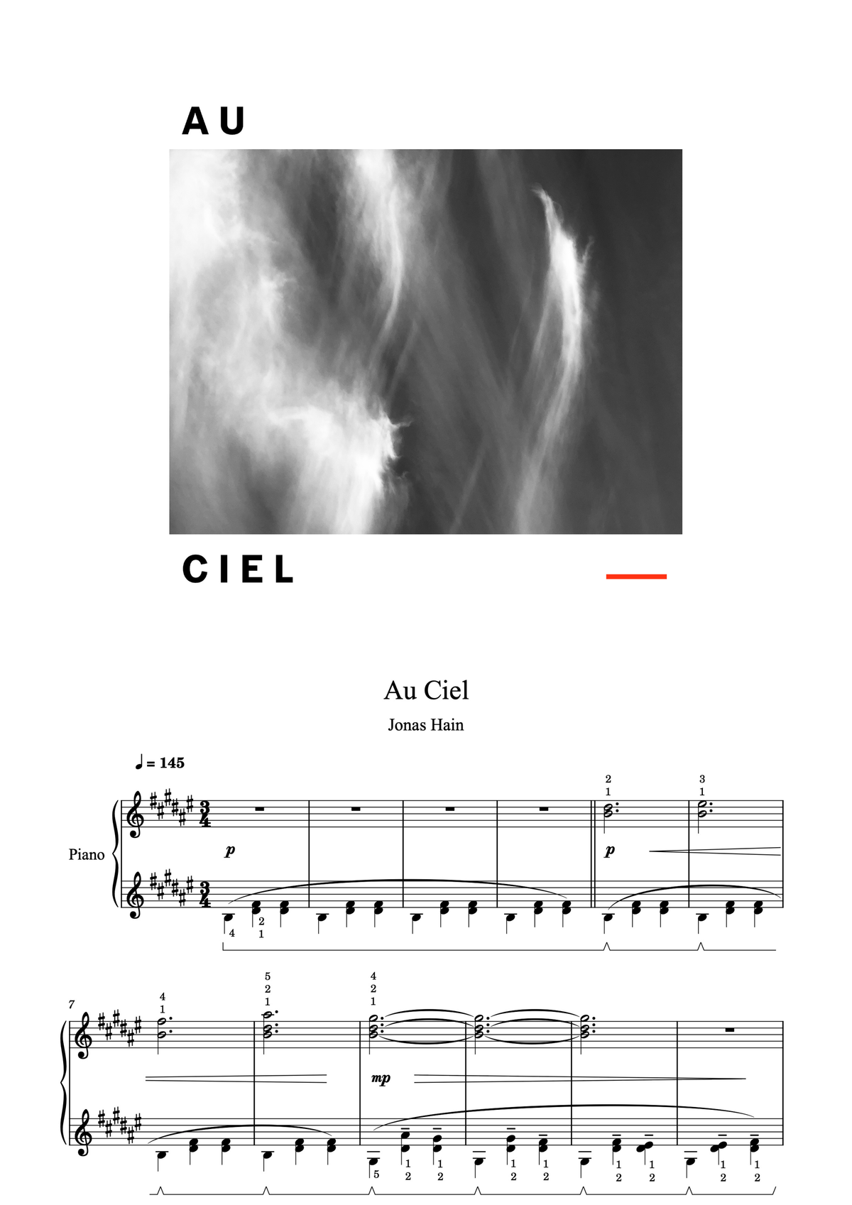 Au Ciel - Note za klavir