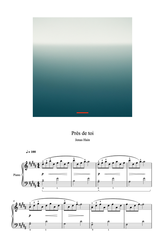 Près de toi - Klaviernoten